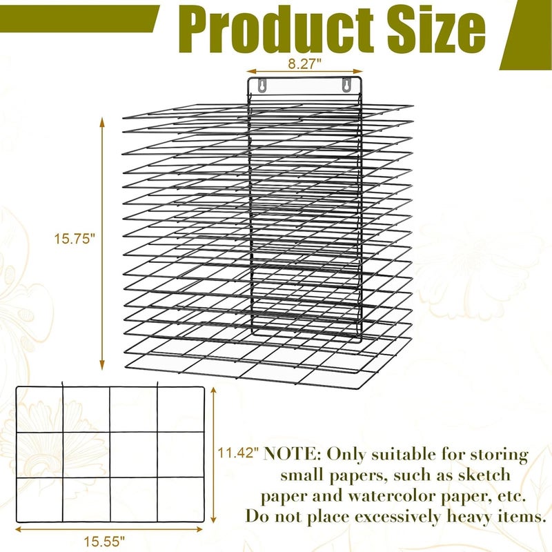 Lzttyee Art Drying Rack for Classroom Paint Drying Rack Small Wall Art Storage Rack with 16 Removable Shelves for Classrooms and Art Studios (Black, 16 Shelves) - Image 3
